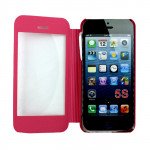 Wholesale iPhone 5 / 5S Slim Touch Screen Flip Leather Case (Hot Pink)